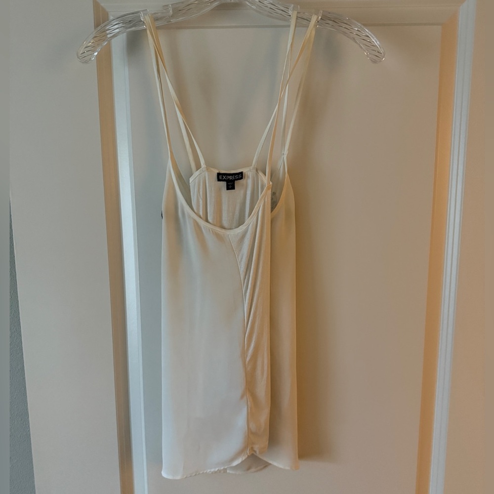 Express Creamy White Sleeveless Cami Sparkle Top - Picture 3 of 4